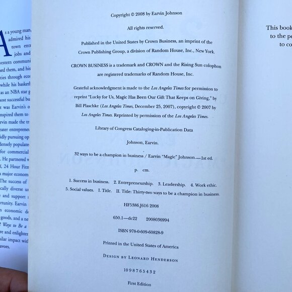 32 WAYS TO BE A CHAMPION IN BUSINESS (2008) Earvin MAGIC Johnson Hardback Book - Picture 3 of 7